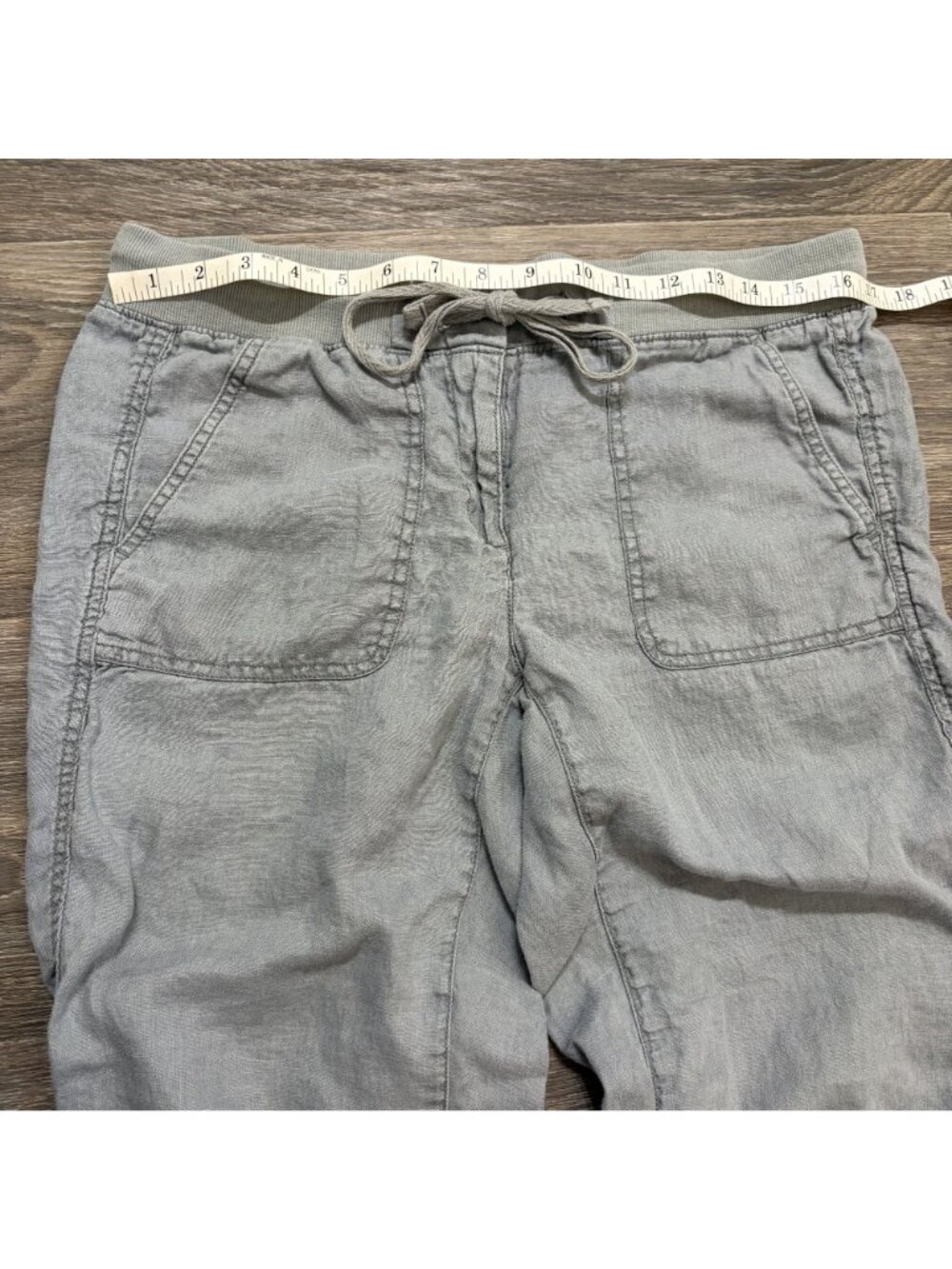 Lou & Grey Linen Pants Small Gray Elastic Waist Pockets Lightweight Casual - Picture 5 of 9